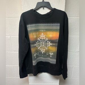 Carbon Black Sweater with Geometric Design. Large